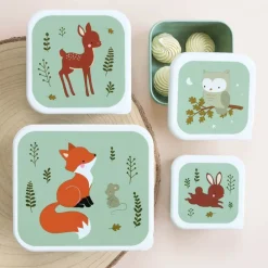 A Little Lovely Company Charlie Lunch & Snack Box forest friends - sage