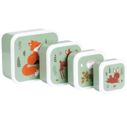 A Little Lovely Company Charlie Lunch & Snack Box forest friends - sage