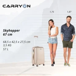 CarryOn Skyhopper 4-Delige Kofferset Beautycase/S/M/L champagne