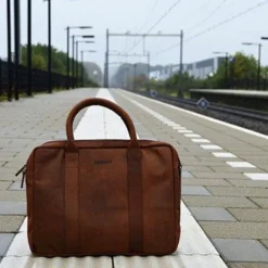 DSTRCT Limited Double Zip 15'' Laptoptas cognac