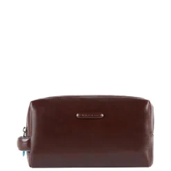 Piquadro Black Square Beauty bag 2 zippers brown