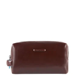 Piquadro Black Square Beauty bag 2 zippers brown