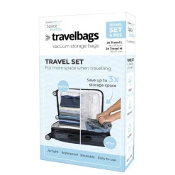 Travelbags Space Buddy Vacuümzakken Travelset 4-pcs transparant