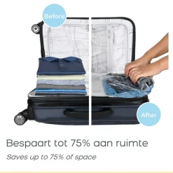 Travelbags Space Buddy Vacuümzakken Travelset 4-pcs transparant