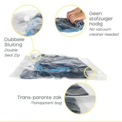 Travelbags Space Buddy Vacuümzakken Travelset 4-pcs transparant