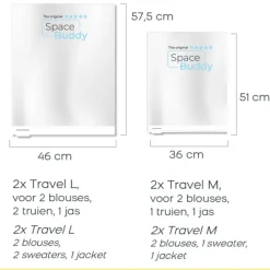 Travelbags Space Buddy Vacuümzakken Travelset 4-pcs transparant